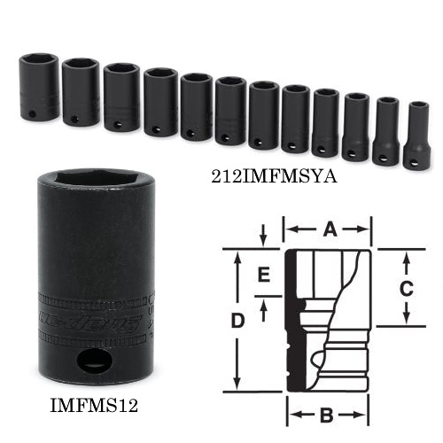 Snapon Hand Tools Semi Deep Impact Socket Set, MM (3/8")